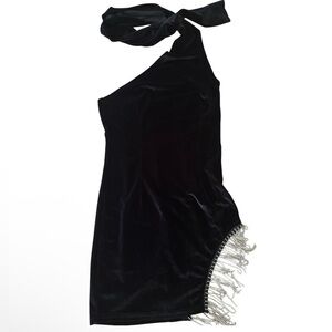 Velvet Dress with rhinestone Fringe NWOT
